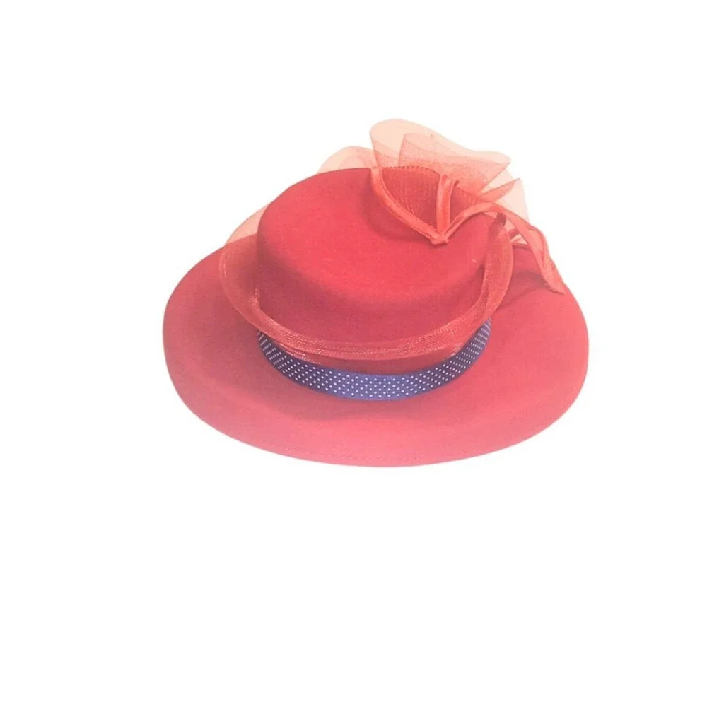 Red Wide Brim Women's Hat.
